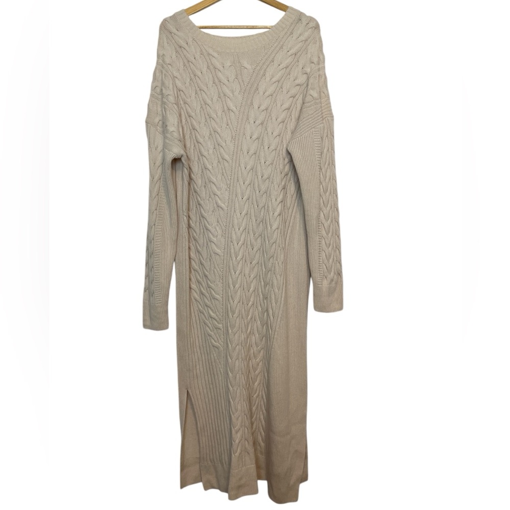 COS Cream Cable Knit Long Sweater Dress